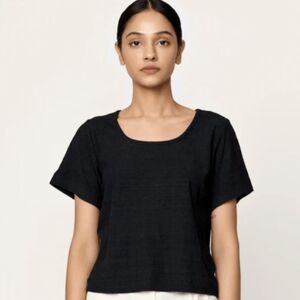 NWT Laude The Label Black 100% Silk Noil Raw Silk Tee